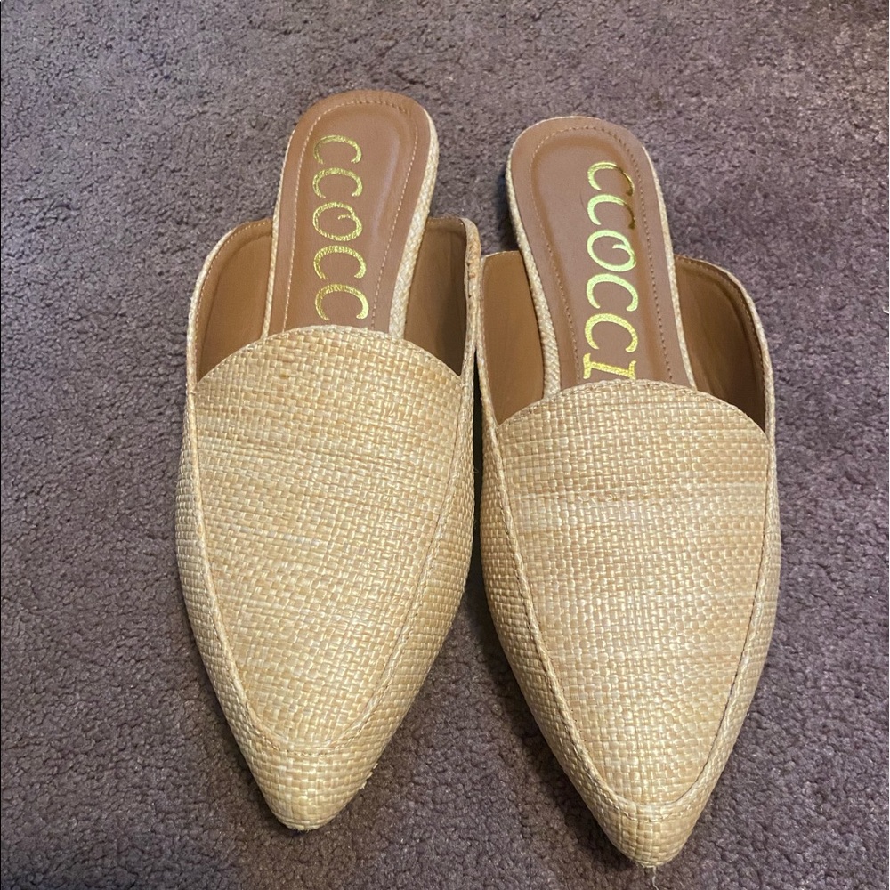 Size 7 Mule beige scale pattern with pointed toe